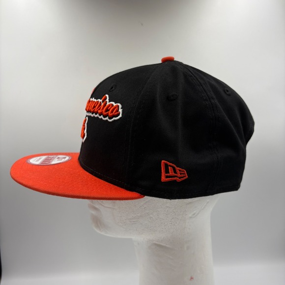 New Era San Francisco Giants MLB Baseball Snapback Hat City Script Black Orange - Picture 3 of 10